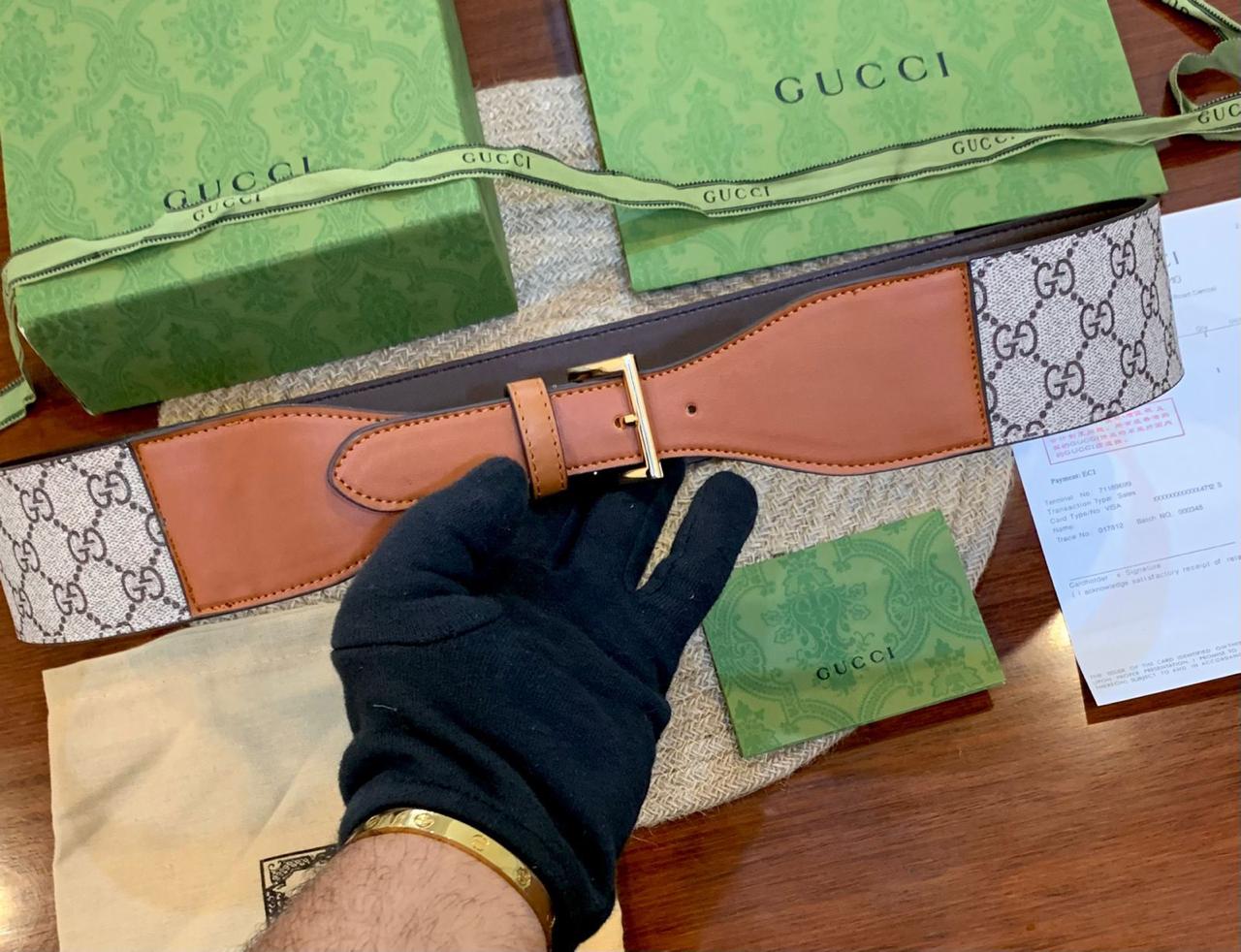 Elegant Wide Waist Belt with Gold Buckle for Women