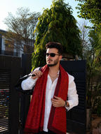 Elegant Red unisex Semi-Cotton Lightweight Summer Stole