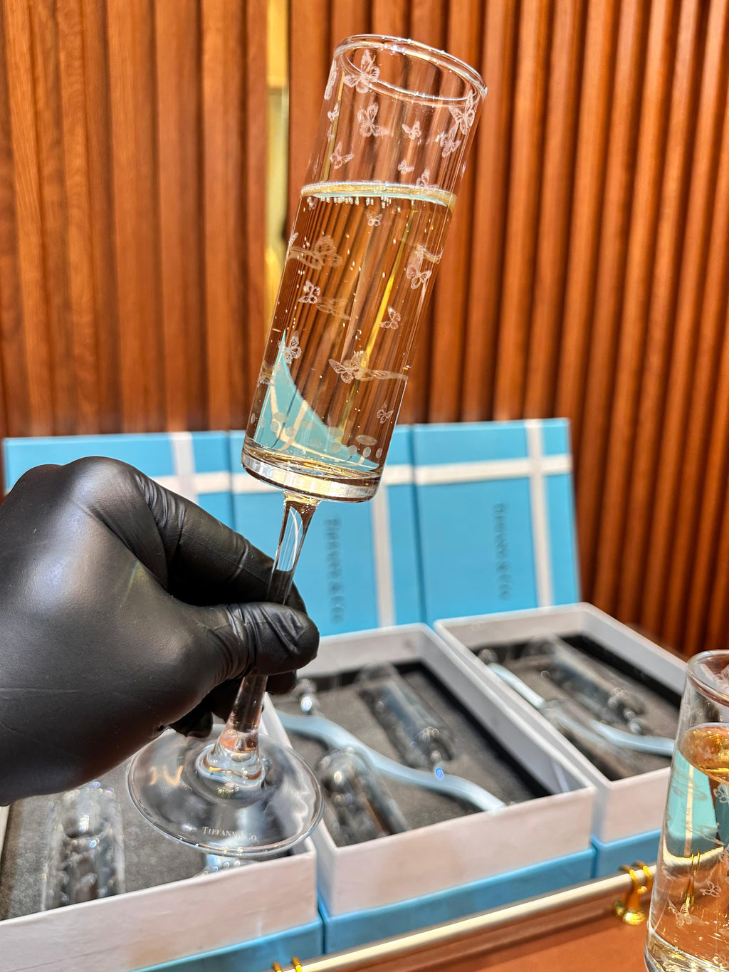 Tiffany & Co. Whiskey Glass Set – First Copy Butterfly Etched Pair