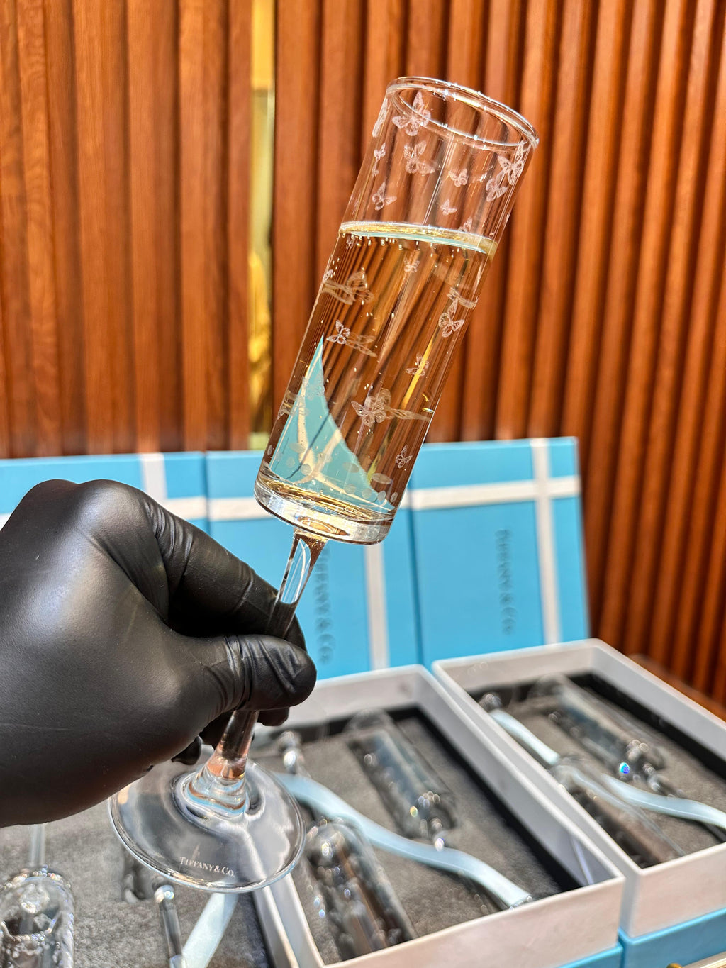 Tiffany & Co. Whiskey Glass Set – First Copy Butterfly Etched Pair