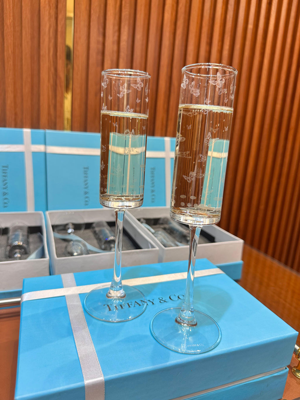 Tiffany & Co. Whiskey Glass Set – First Copy Butterfly Etched Pair