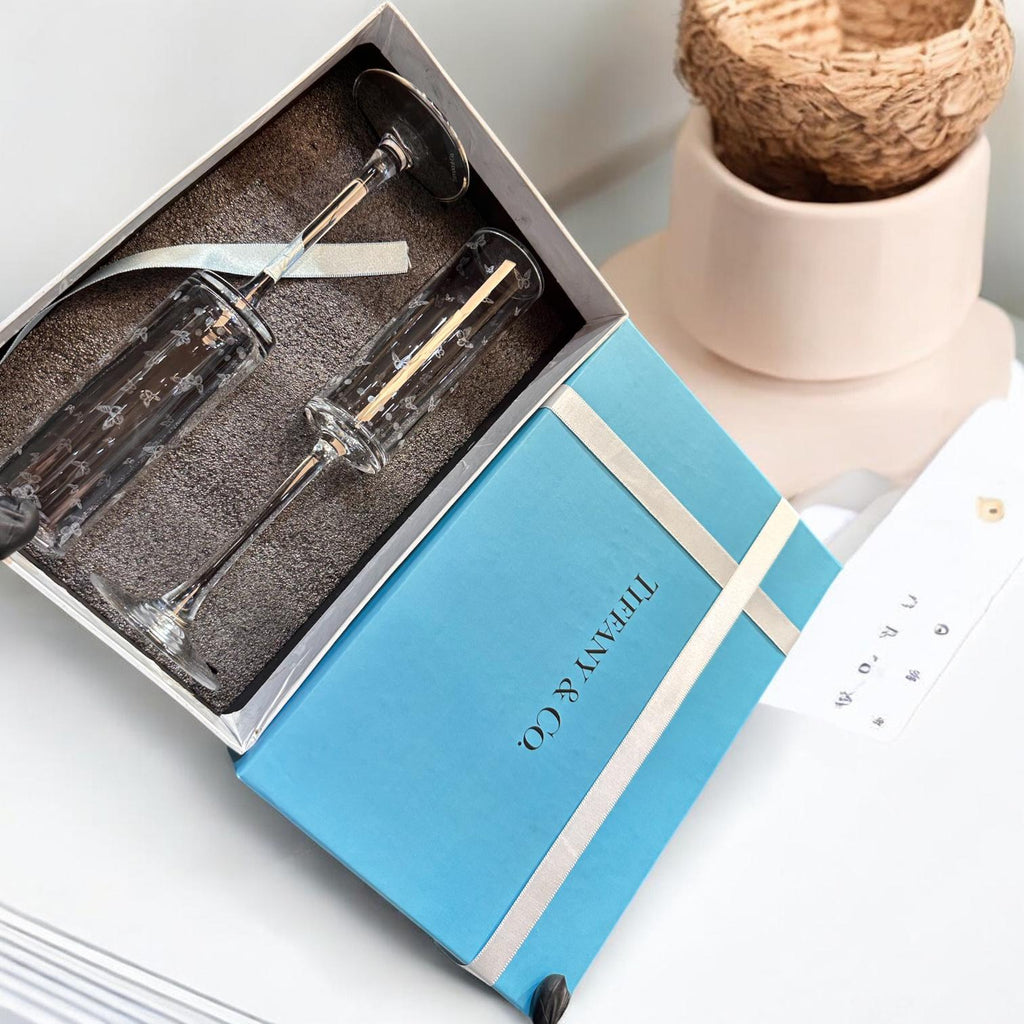 Tiffany & Co. Whiskey Glass Set – First Copy Butterfly Etched Pair