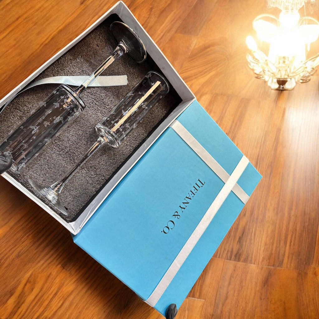 Tiffany & Co. Whiskey Glass Set – First Copy Butterfly Etched Pair