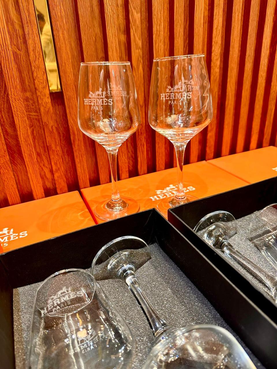Hermès Whiskey Glass Set – First Copy Engraved Crystal Pair