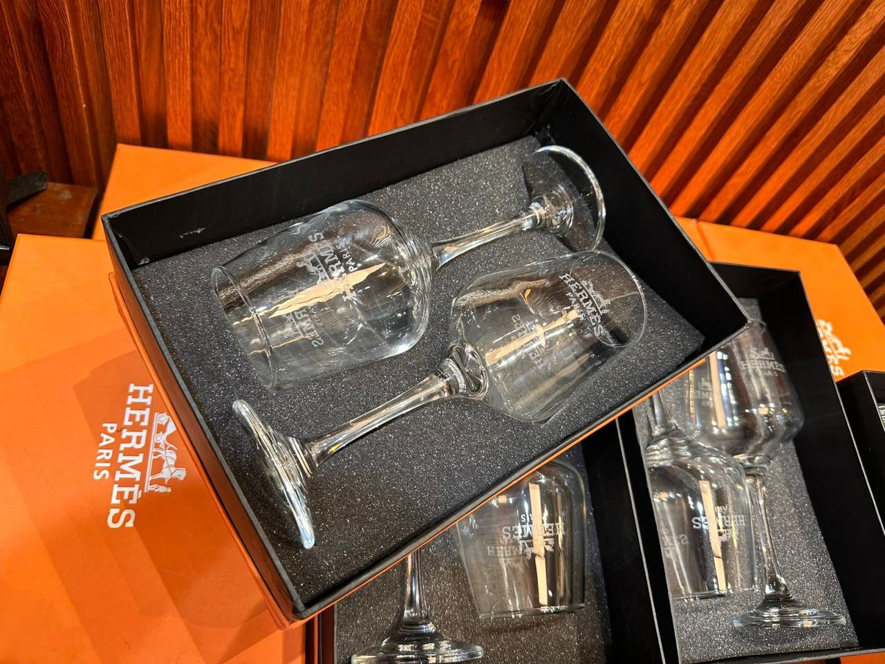 Hermès Whiskey Glass Set – First Copy Engraved Crystal Pair