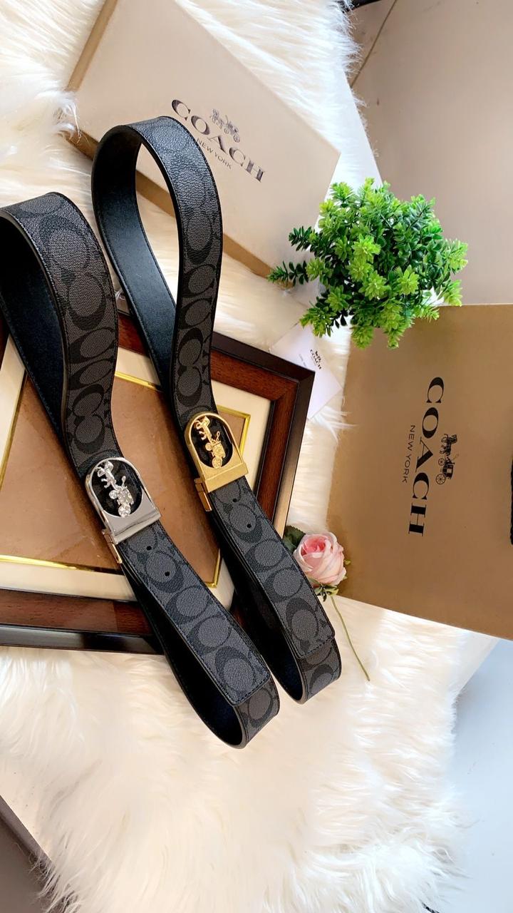 Coach Leather Belt  – First Copy Signature Logo Strap with Horse