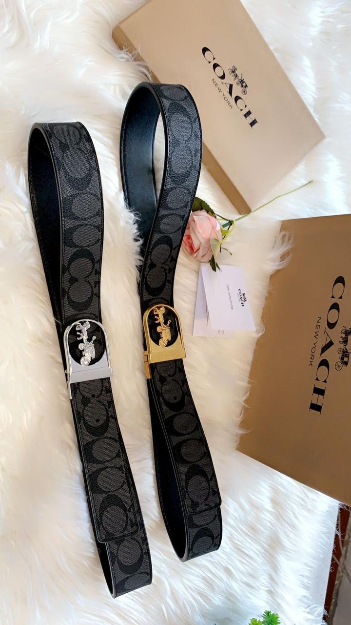 Coach Leather Belt  – First Copy Signature Logo Strap with Horse