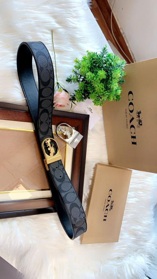 Coach Leather Belt  – First Copy Signature Logo Strap with Horse