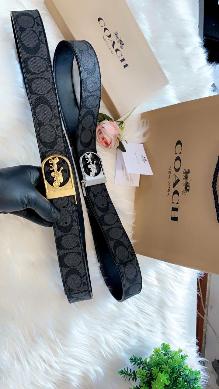 Coach Leather Belt  – First Copy Signature Logo Strap with Horse