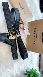Coach Leather Belt  – First Copy Signature Logo Strap with Horse