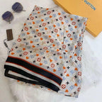 Luxury Monogram Print Silk Scarf – Elegant Designer-Inspired Wrap