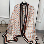 Luxury Monogram Print Silk Scarf – Elegant Designer-Inspired Wrap