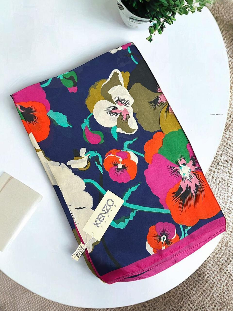 Floral Print Silk Scarf – First Copy Elegant Wrap Kenzo