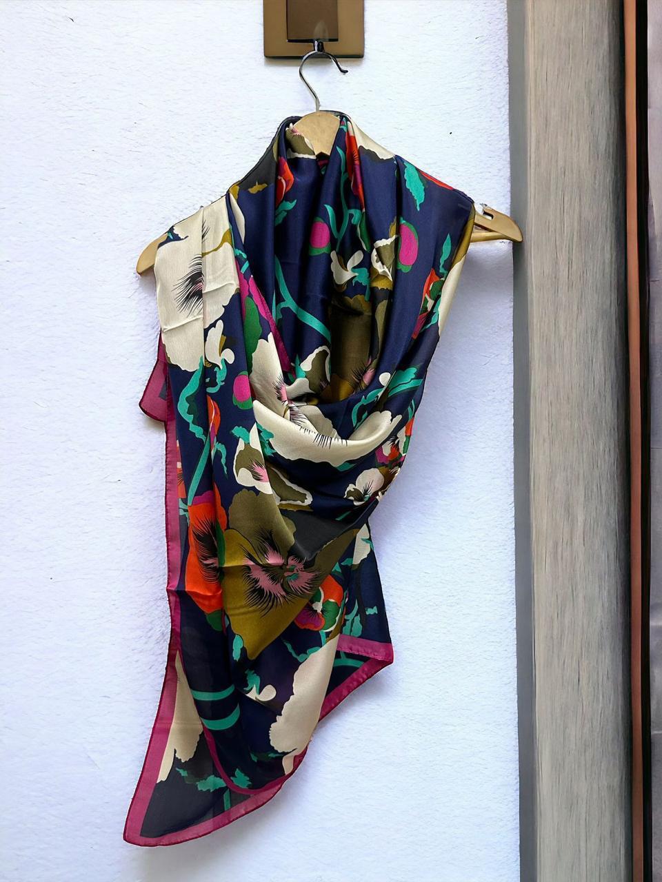 Floral Print Silk Scarf – First Copy Elegant Wrap Kenzo