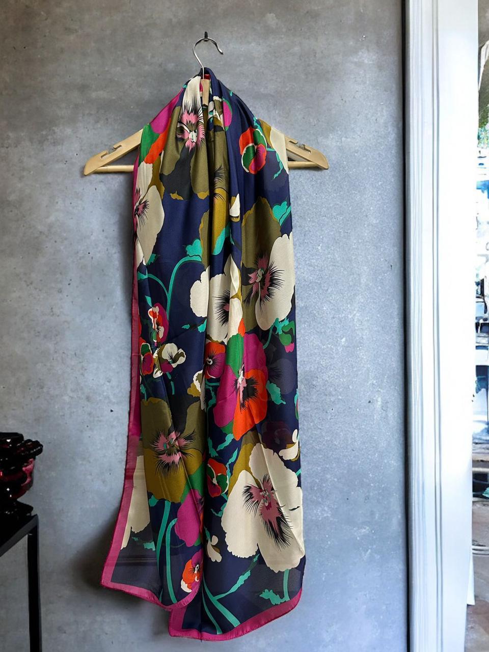 Floral Print Silk Scarf – First Copy Elegant Wrap Kenzo