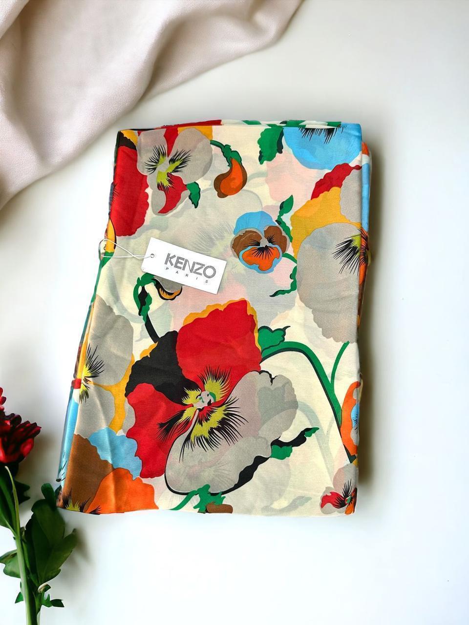 Floral Print Silk Scarf – First Copy Elegant Wrap Kenzo