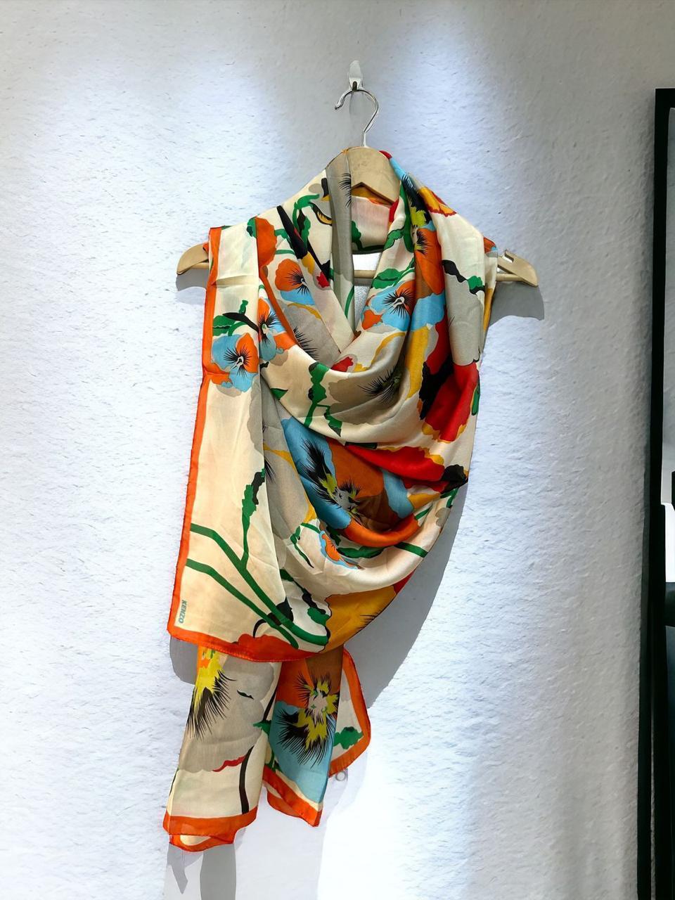 Floral Print Silk Scarf – First Copy Elegant Wrap Kenzo