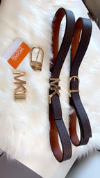 Classic Brown Leather Belt with Gold Buckle – Replica Michael Kors