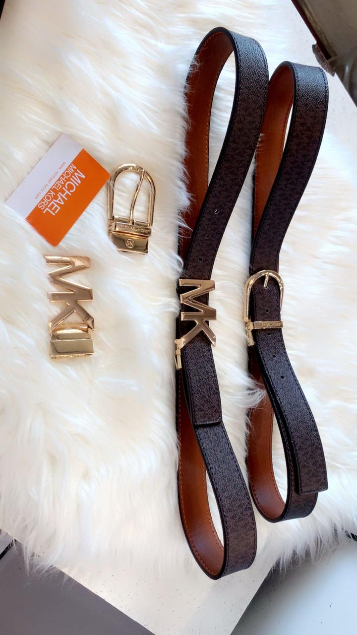 Classic Brown Leather Belt with Gold Buckle – Replica Michael Kors