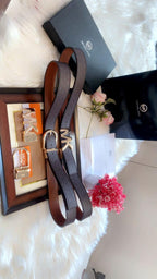 Classic Brown Leather Belt with Gold Buckle – Replica Michael Kors