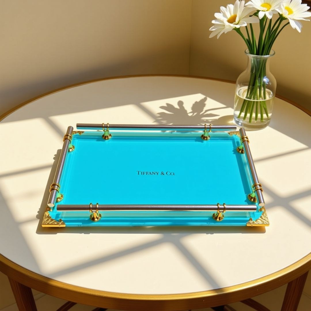 First Copy of Tifany & Co. Luxury Serving Tray-Blue Acrylic with