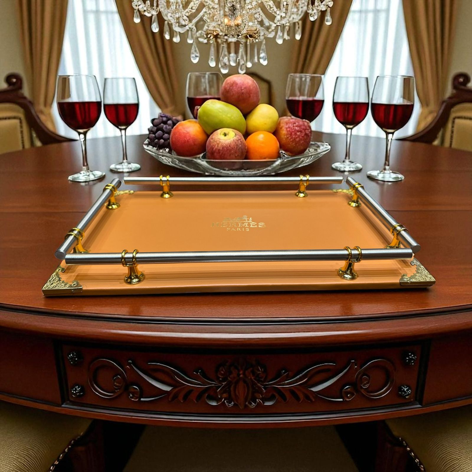 Replica Hermès Paris Serving Tray – Luxury Orange Acrylic