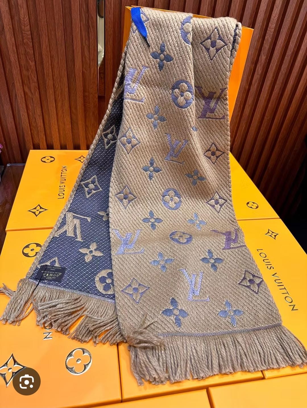 Luxury Red Knit Replica Louis Vuitton Scarf – Monogram & Fringe