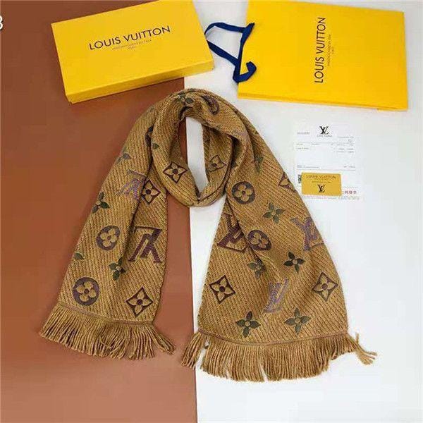 Luxury Red Knit Replica Louis Vuitton Scarf – Monogram & Fringe