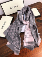 Luxury Semi-Woollen Reversible Scarf in Grey and Pink – Premium Soft Cashmere Blend
