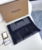 Classic Beige and Black Wool Scarf with Oversized Letter Design