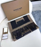 Classic Beige and Black Wool Scarf with Oversized Letter Design