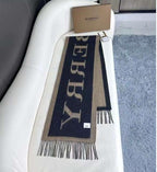 Classic Beige and Black Wool Scarf with Oversized Letter Design