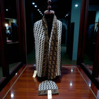 Luxury Monogram Wool Scarf and Beanie Set – Dual Tone Brown & Cream