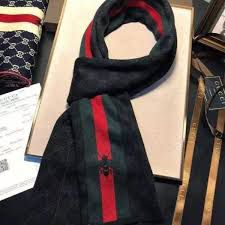 Luxury Black Scarf with Red and Green Stripe Design