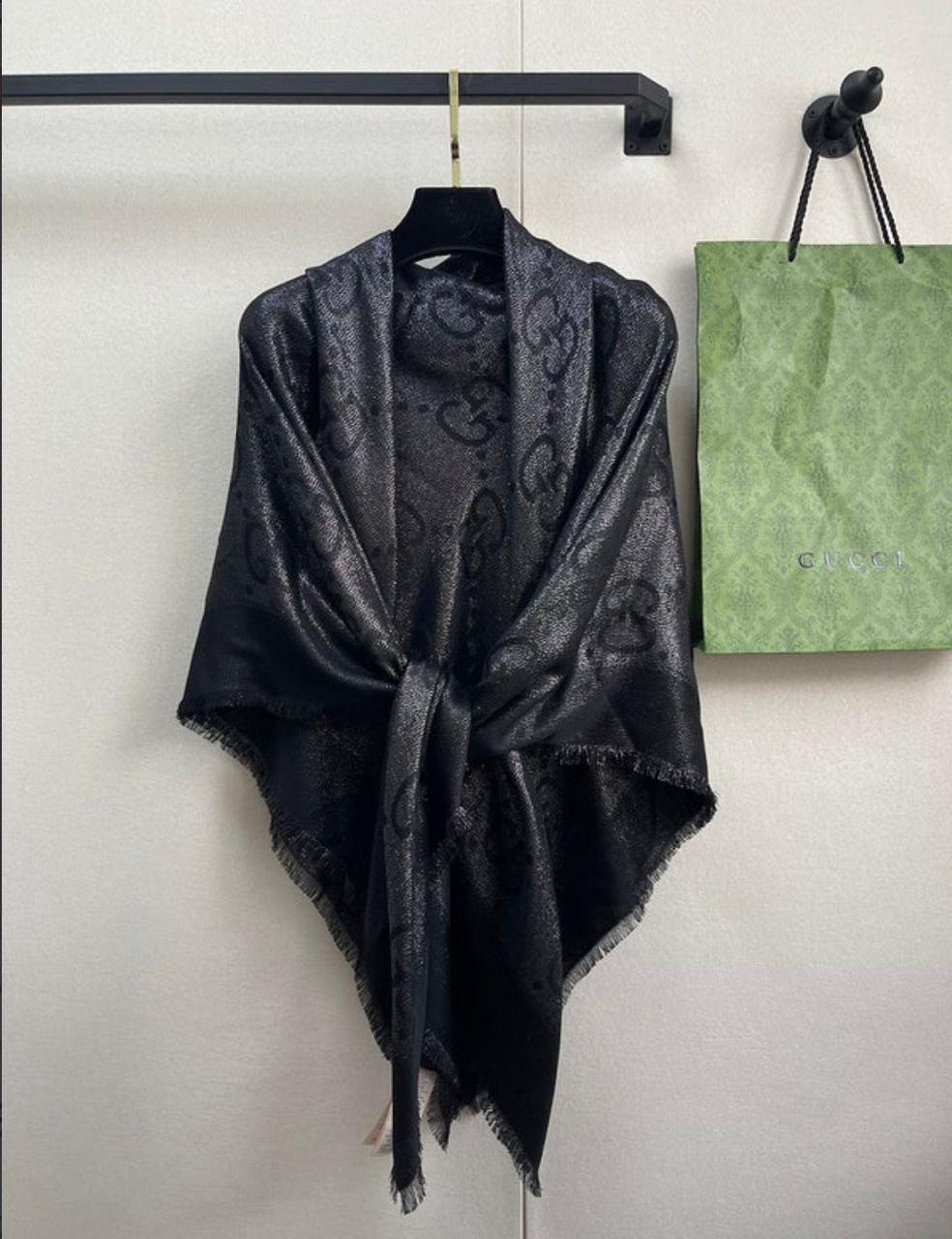 Luxury Black Monogram Shawl – Premium Fashion Edition