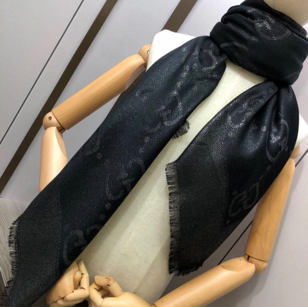 Luxury Black Monogram Shawl – Premium Fashion Edition