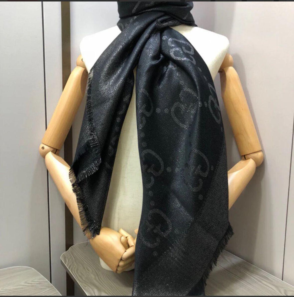 Luxury Black Monogram Shawl – Premium Fashion Edition