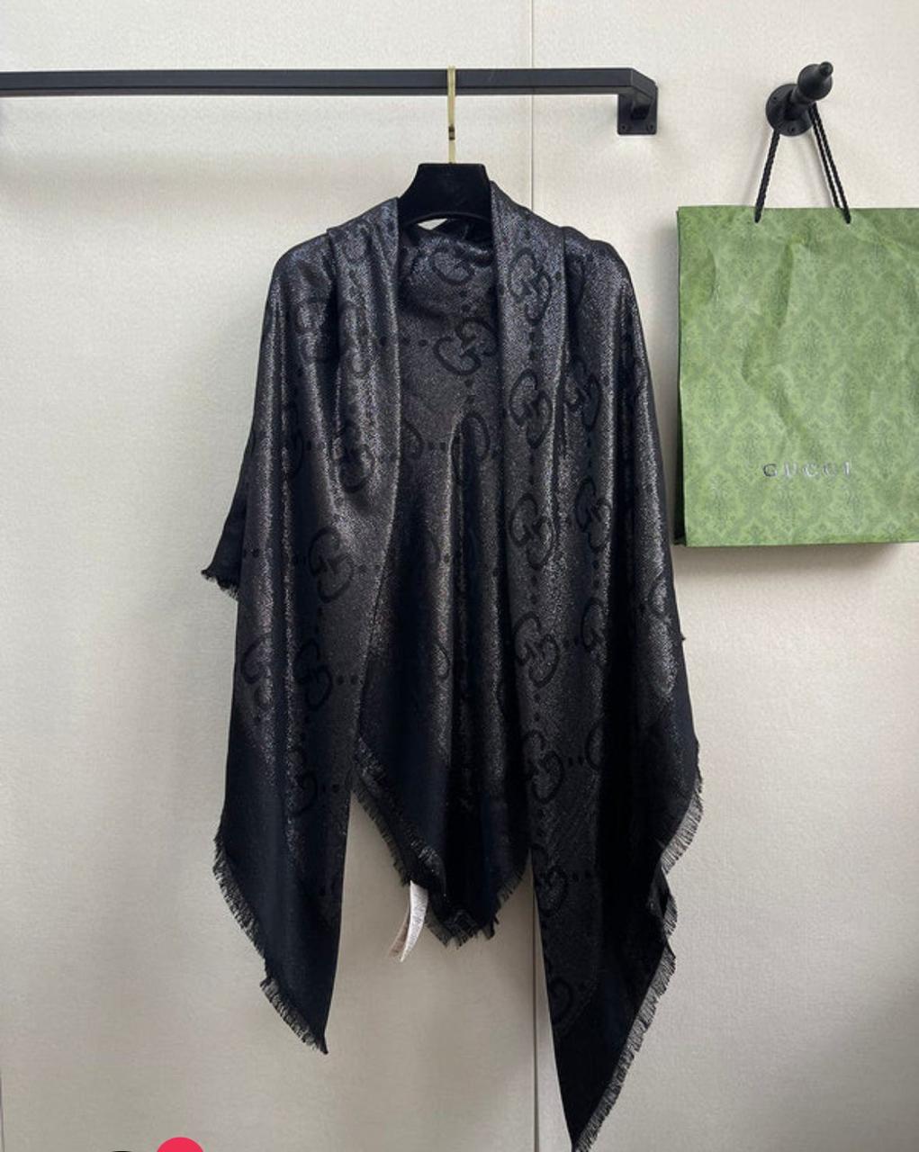 Luxury Black Monogram Shawl – Premium Fashion Edition