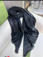 Luxury Black Monogram Shawl – Premium Fashion Edition