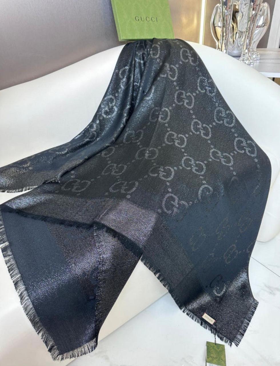 Luxury Black Monogram Shawl – Premium Fashion Edition
