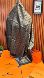 Luxury Multitone Designer Monogram Shawl – Premium LV-Inspired Winter Wrap