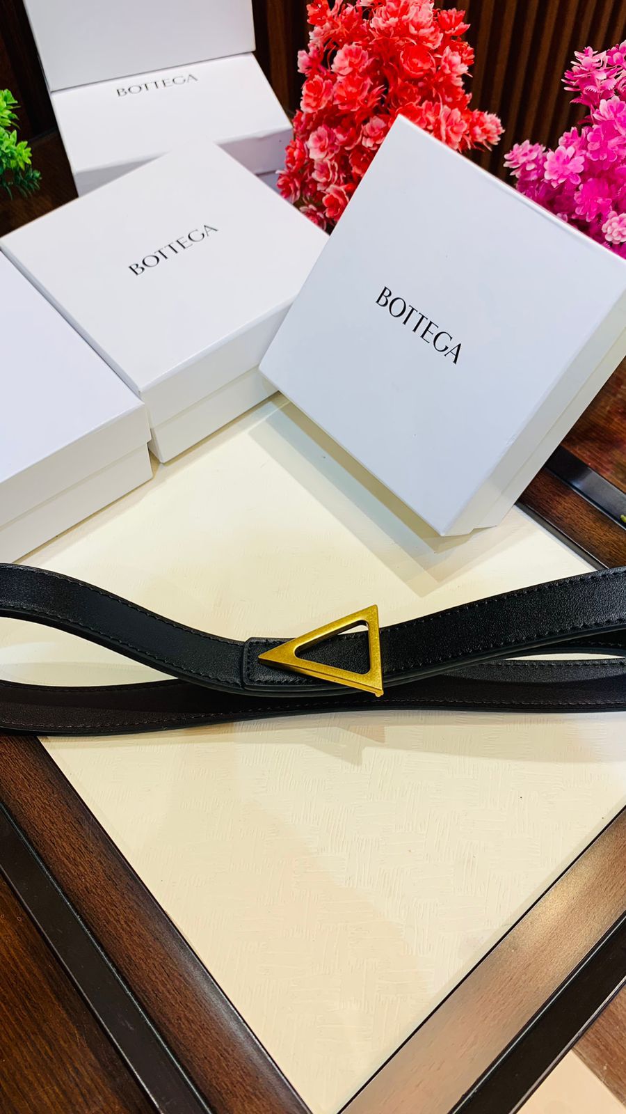 Premium Leather Belt with Triangular Metal Buckle – Designer-Inspired Minimal Edition