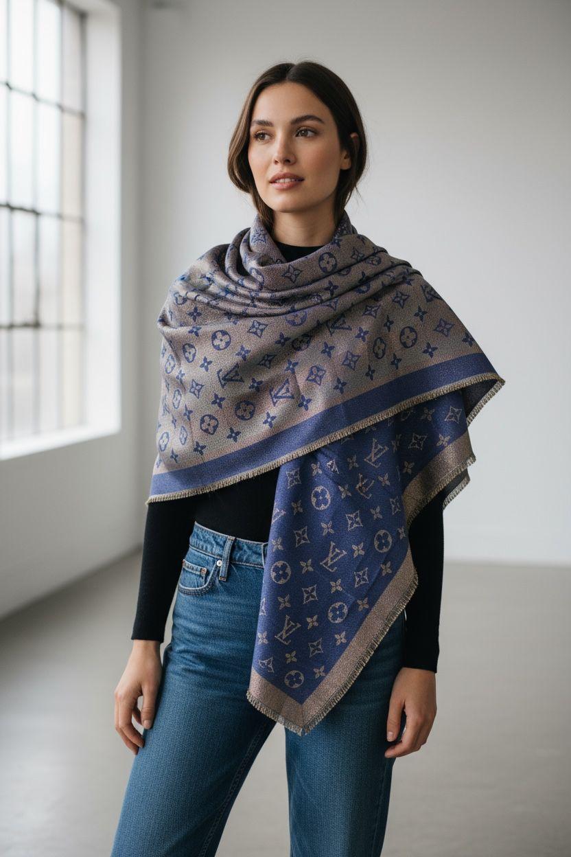 Luxury-Inspired Monogram Winter Shawl