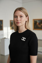 Crystal Baguette Brooch with Pearl Accent Design