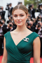 Crystal Baguette Brooch with Pearl Accent Design