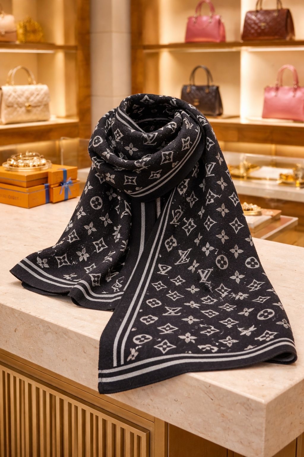 Luxury Monogram Style Winter Stole for Men & Women