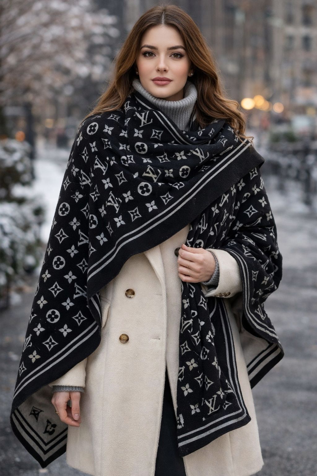 Luxury Monogram Style Winter Stole for Men & Women