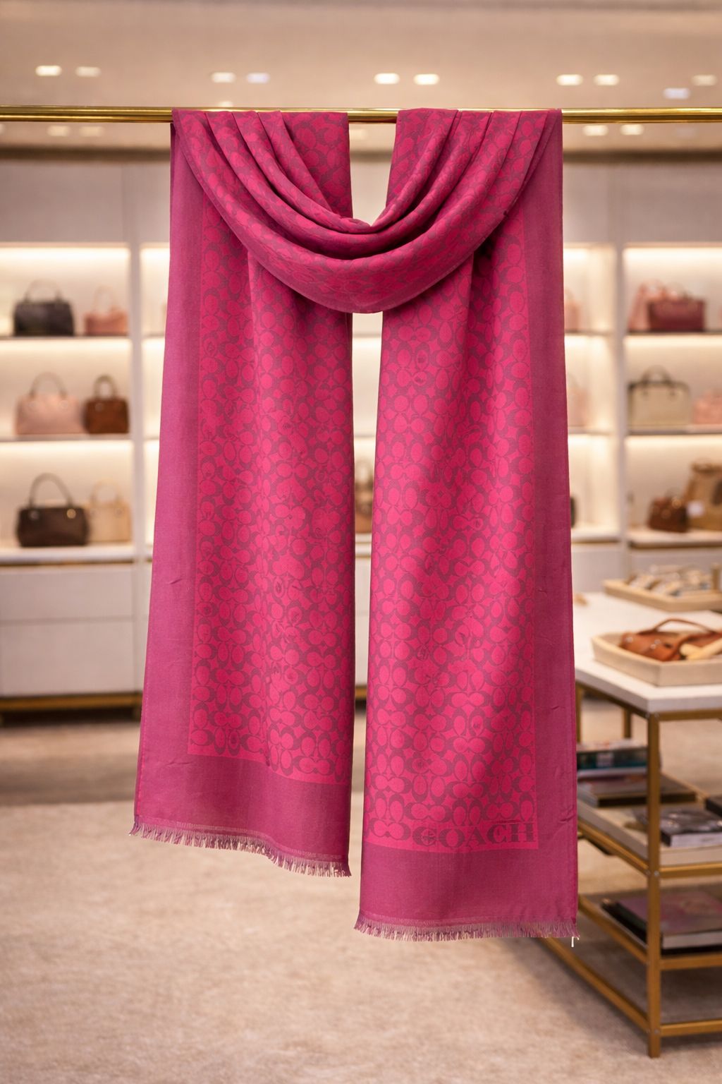 Elegant Monogram Pattern Soft Wrap Scarf for Women