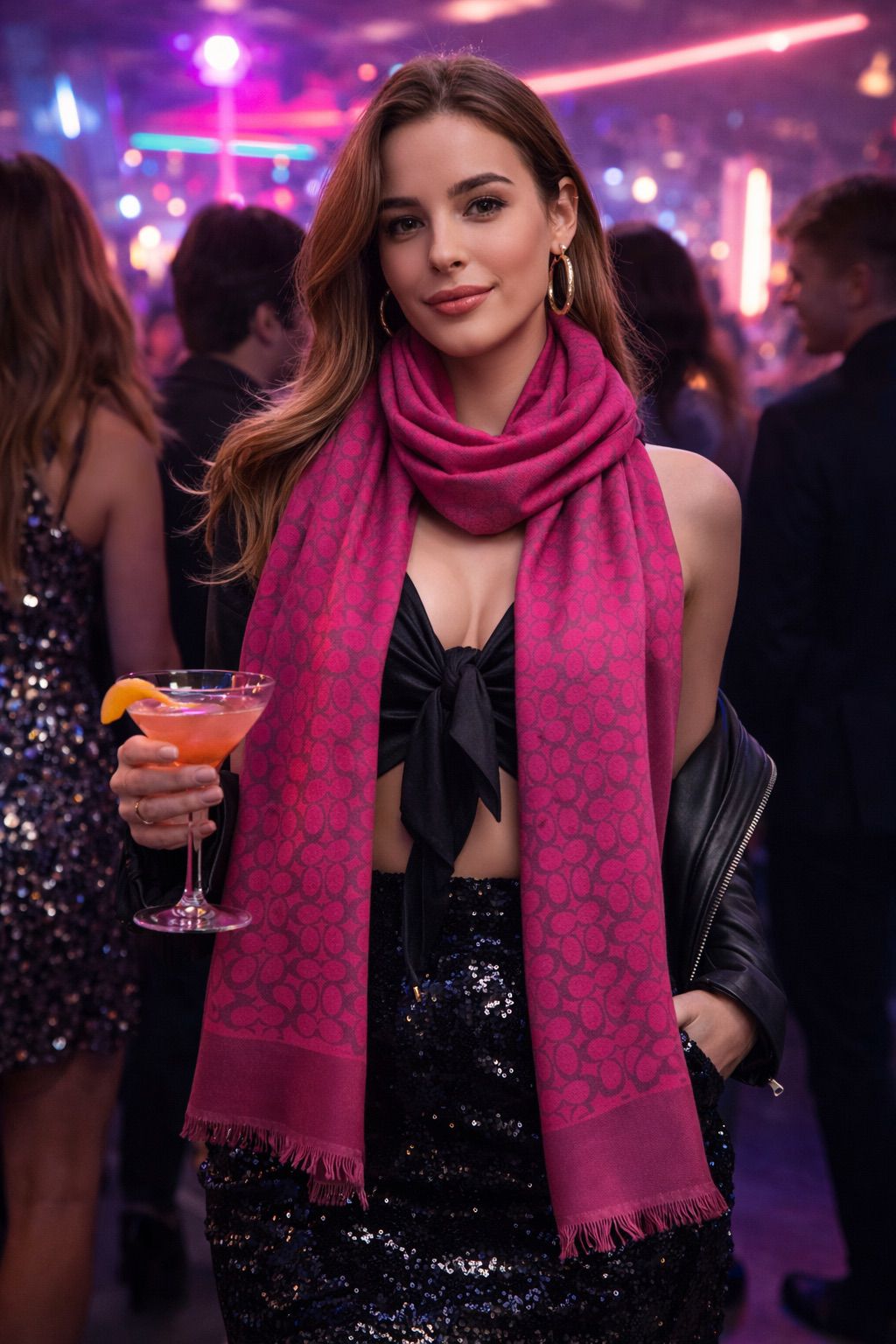 Elegant Monogram Pattern Soft Wrap Scarf for Women