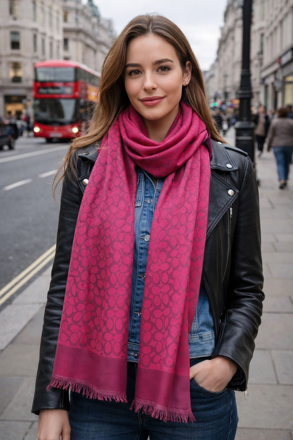Elegant Monogram Pattern Soft Wrap Scarf for Women